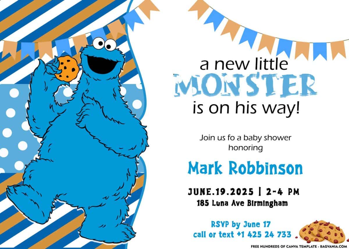 FREE Download Cookie Monster Baby Shower Invitation