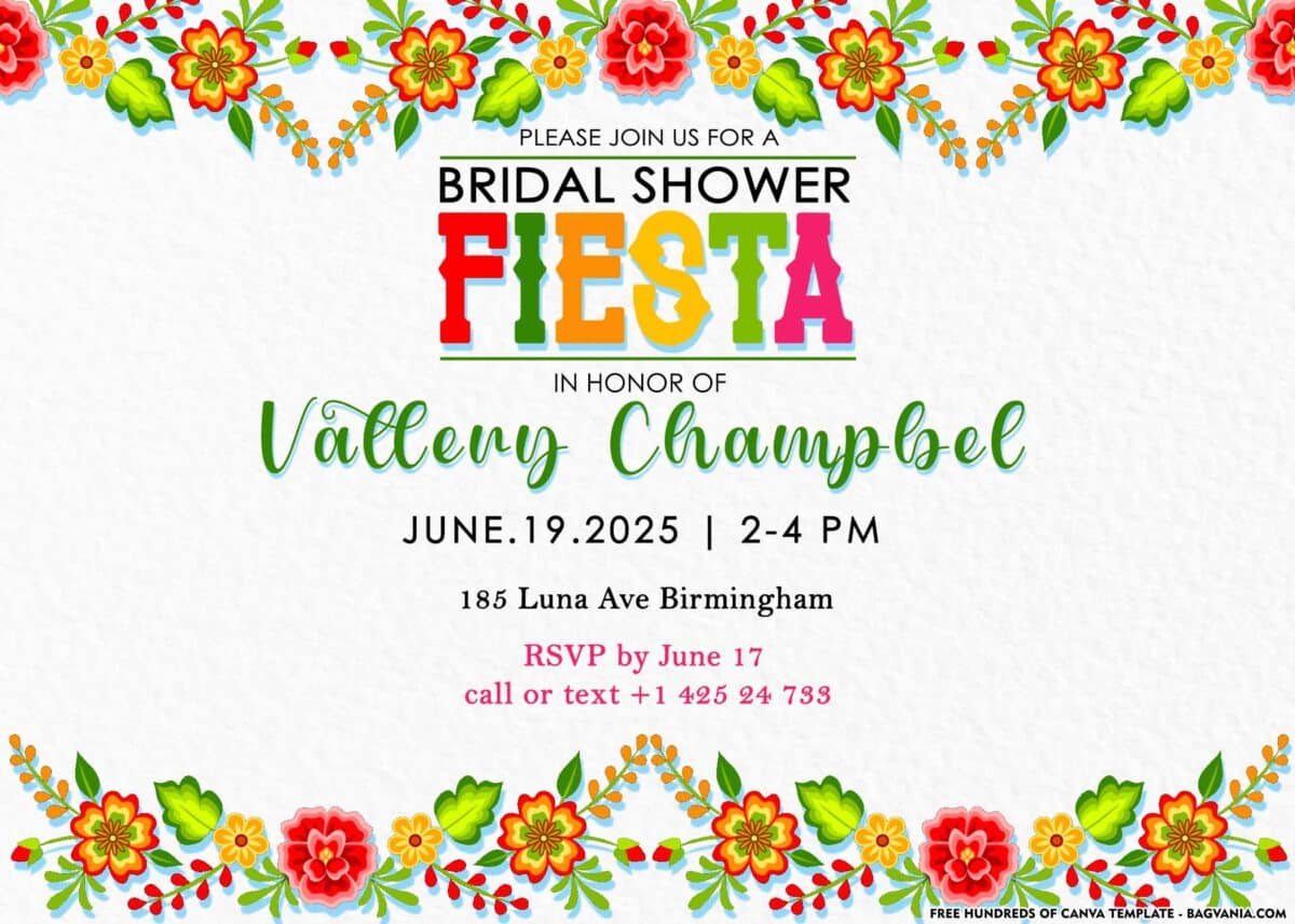 FREE Download Fiesta Bridal Shower Invitation Templates