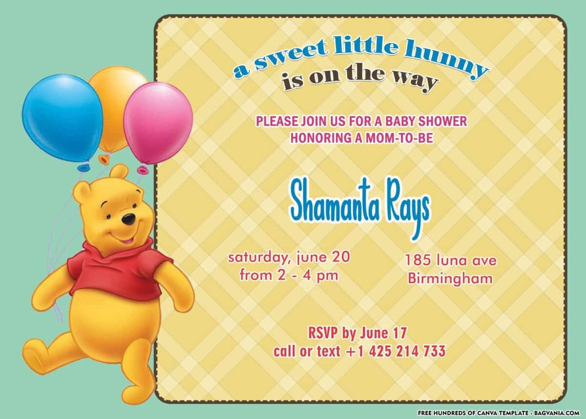 FREE Download Winnie the Pooh Baby Shower Invitations