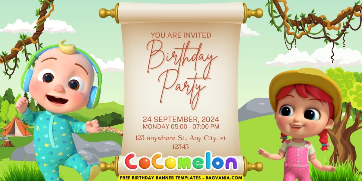 Cute Jungle Cocomelon Birthday Banner