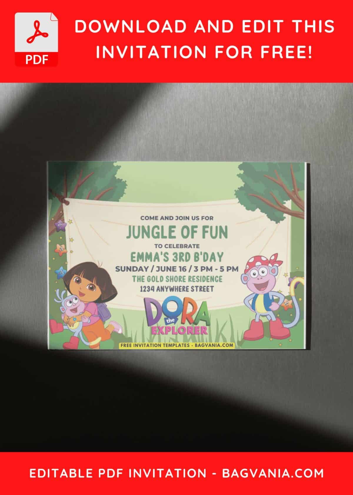 Dora Backpack and Boots invitation