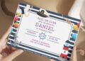 Cute sailor stripe birthday invitation