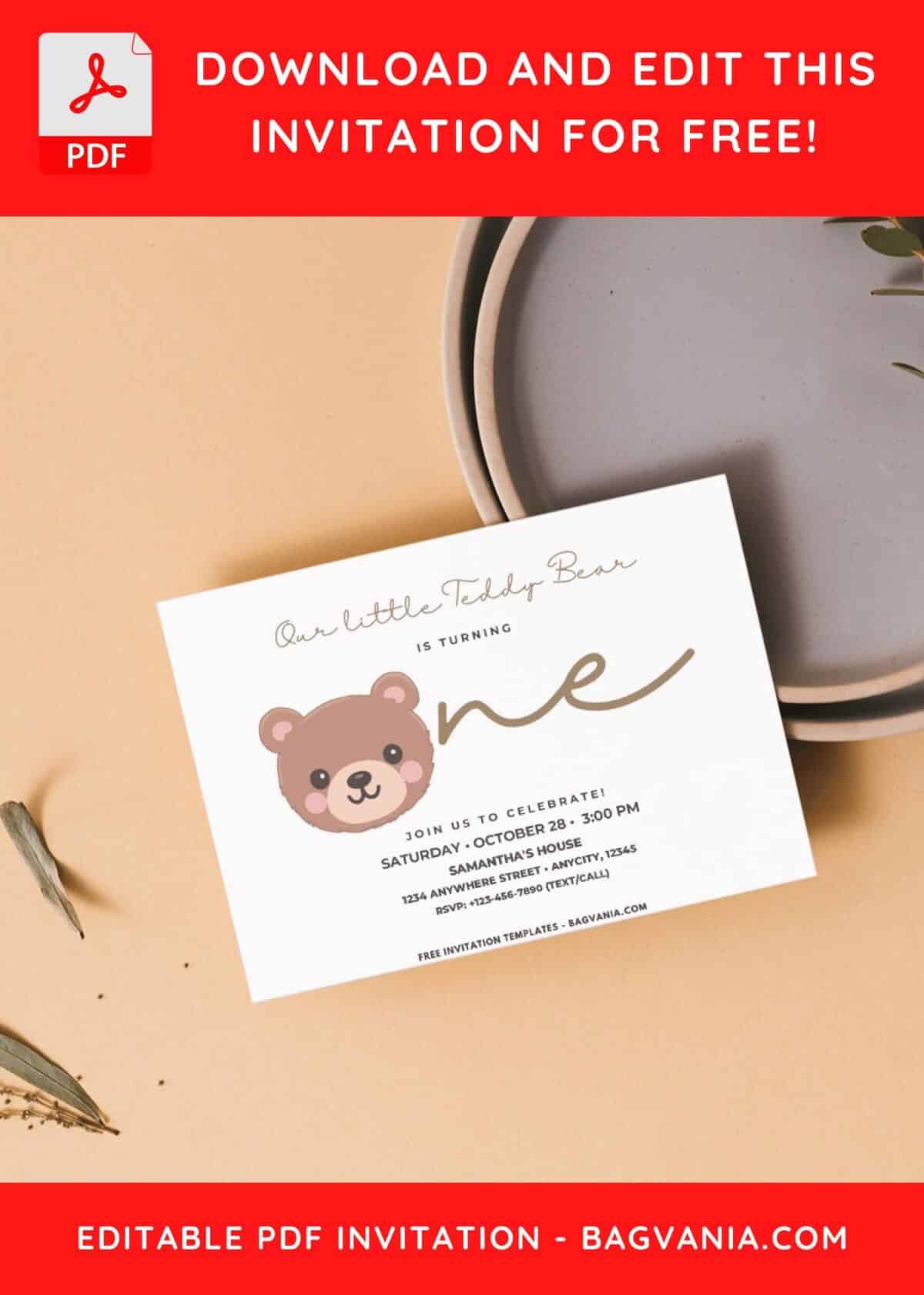 Kids Invitation With Bear Theme