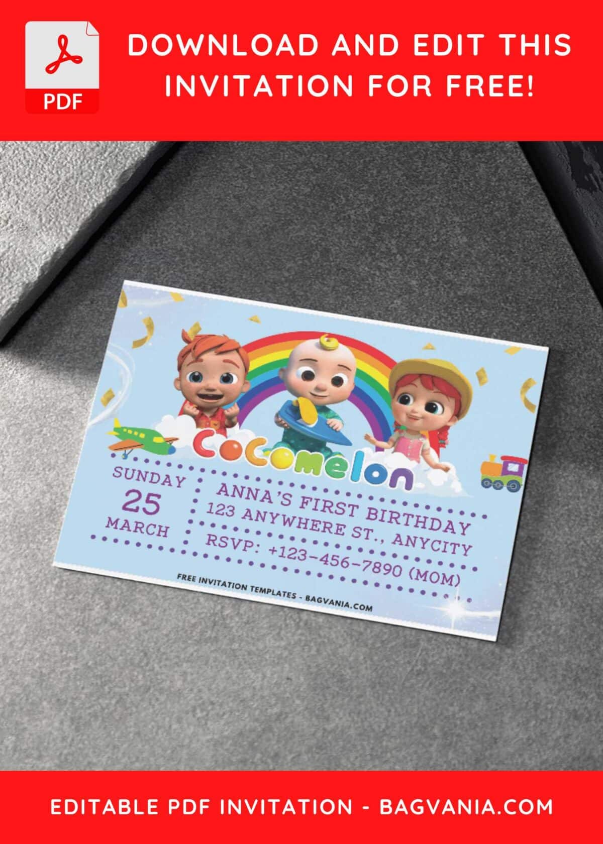 Butterfly Cocomelon Birthday Invitation