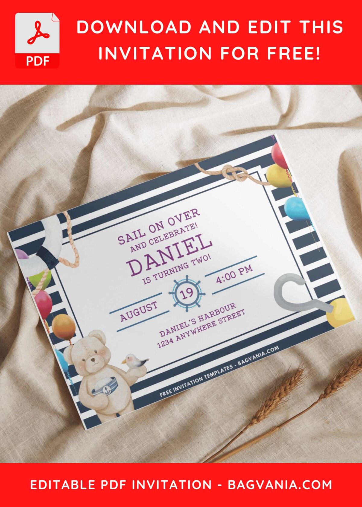 Kids Invitation With Nautical Theme