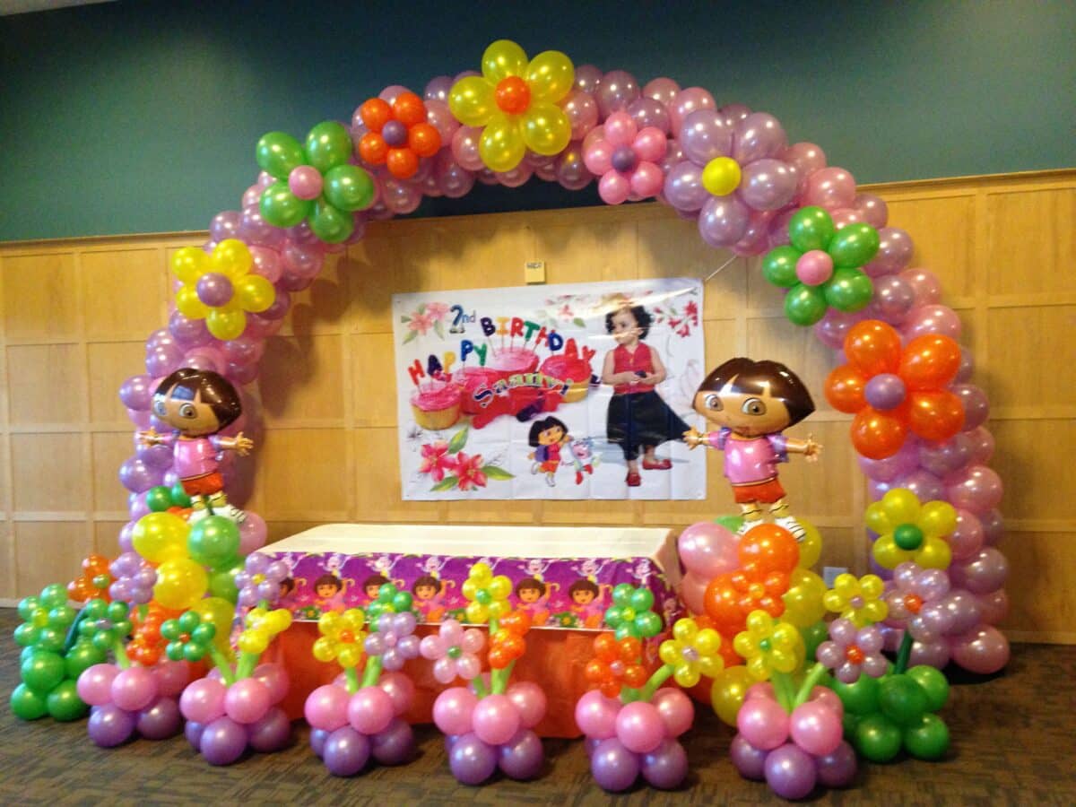 Dora the Explorer Birthday Balloon Arch