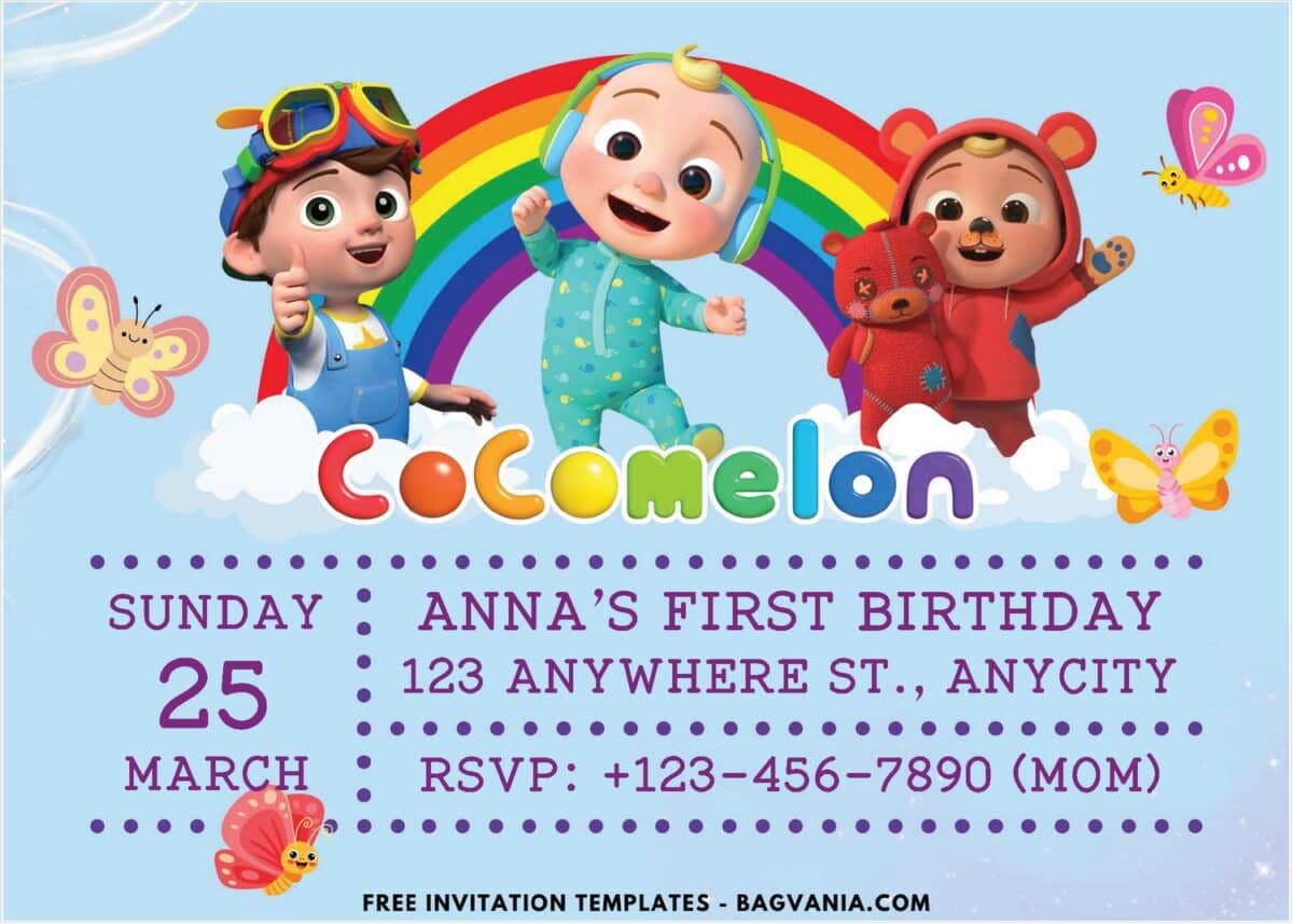 JJ And TomTom Cocomelon Birthday Invitation