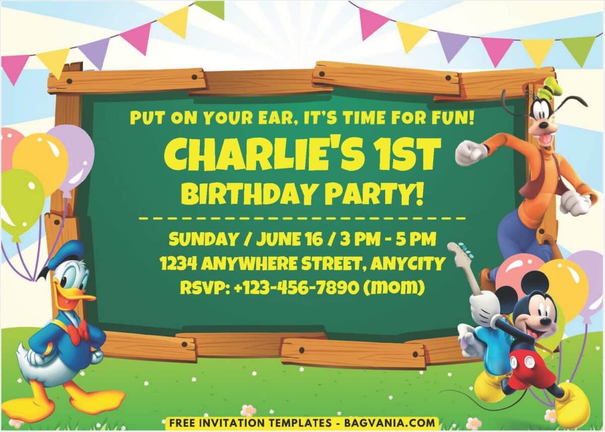 Mickey Mouse Clubhouse Picnic Birthday Invitation 