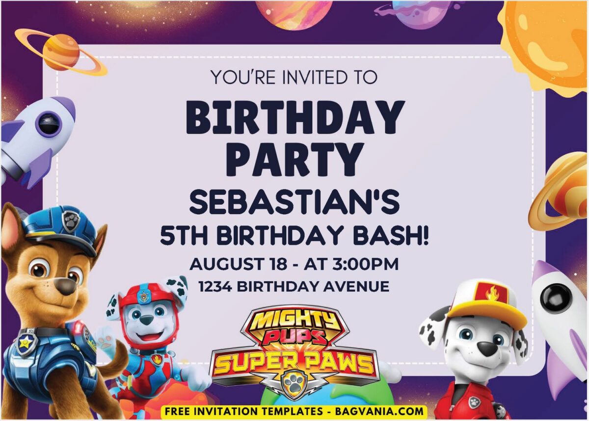 Outer Space PAW Patrol Birthday Invitation