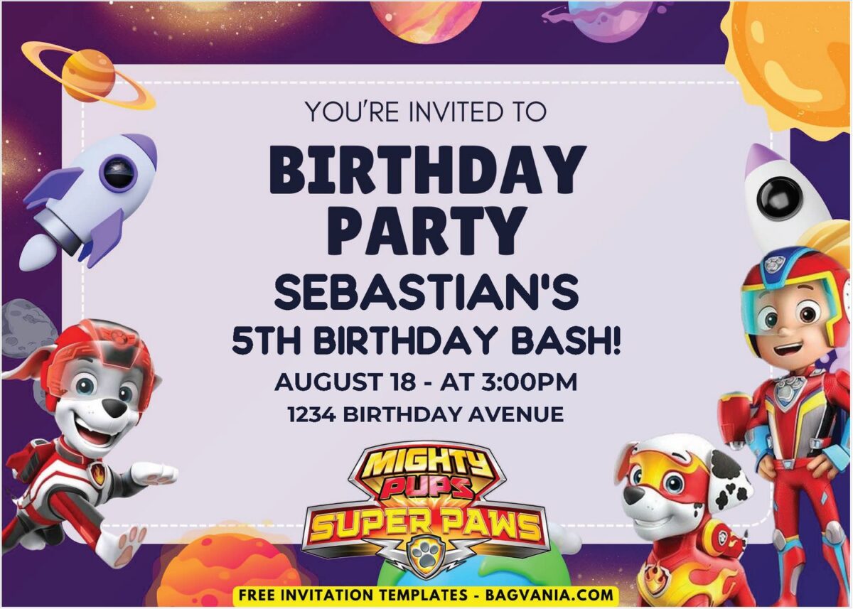 PAW Patrol Space Birthday Invitation 