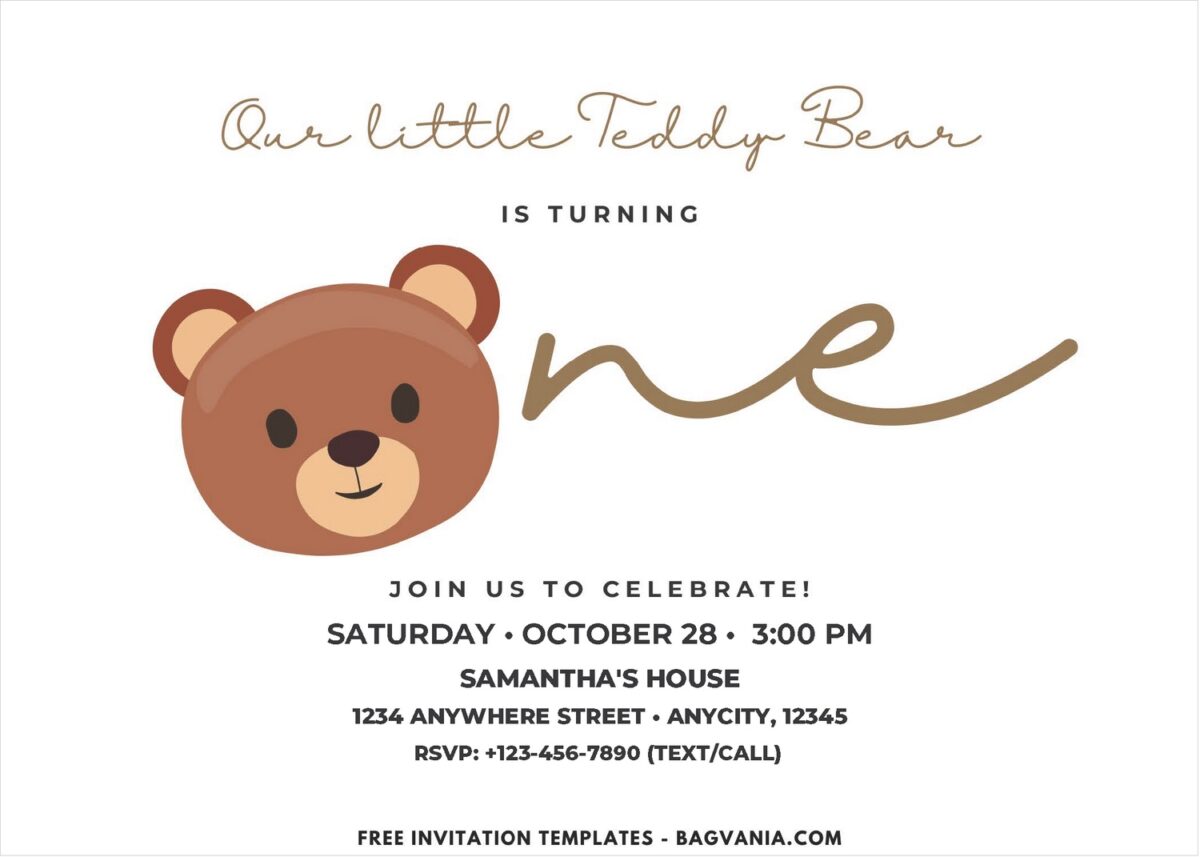 Cute Bear Baby Invitation