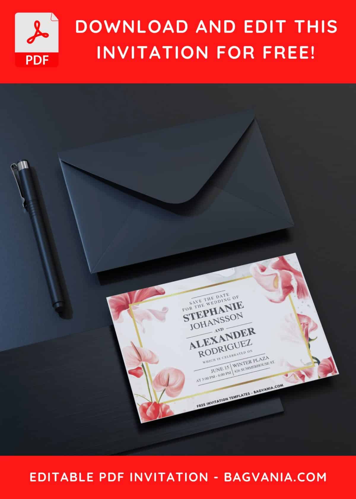 Modern Magnolia Wedding Invitation 