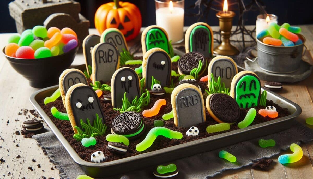 Spooky Ghost Cookie Graveyard for Halloween and Disney Vampirina Birthday Party