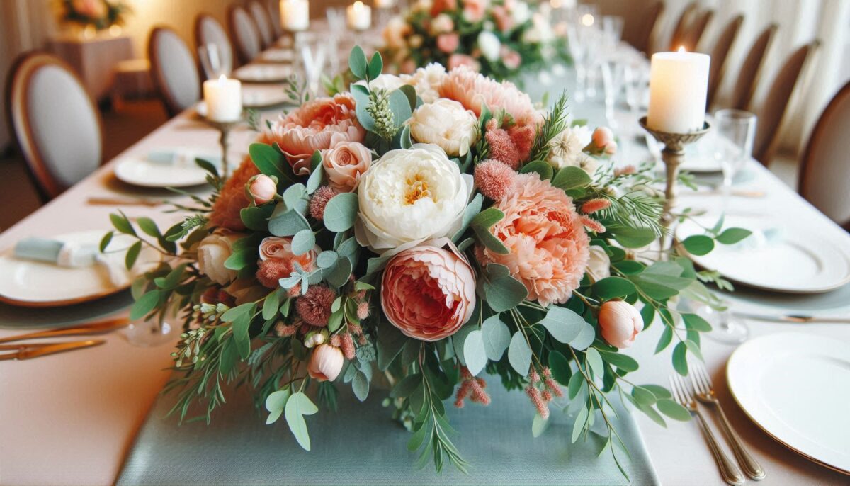 Floral Arrangement made of Rose, Peony, Baby's Breath and Magnolia flowers