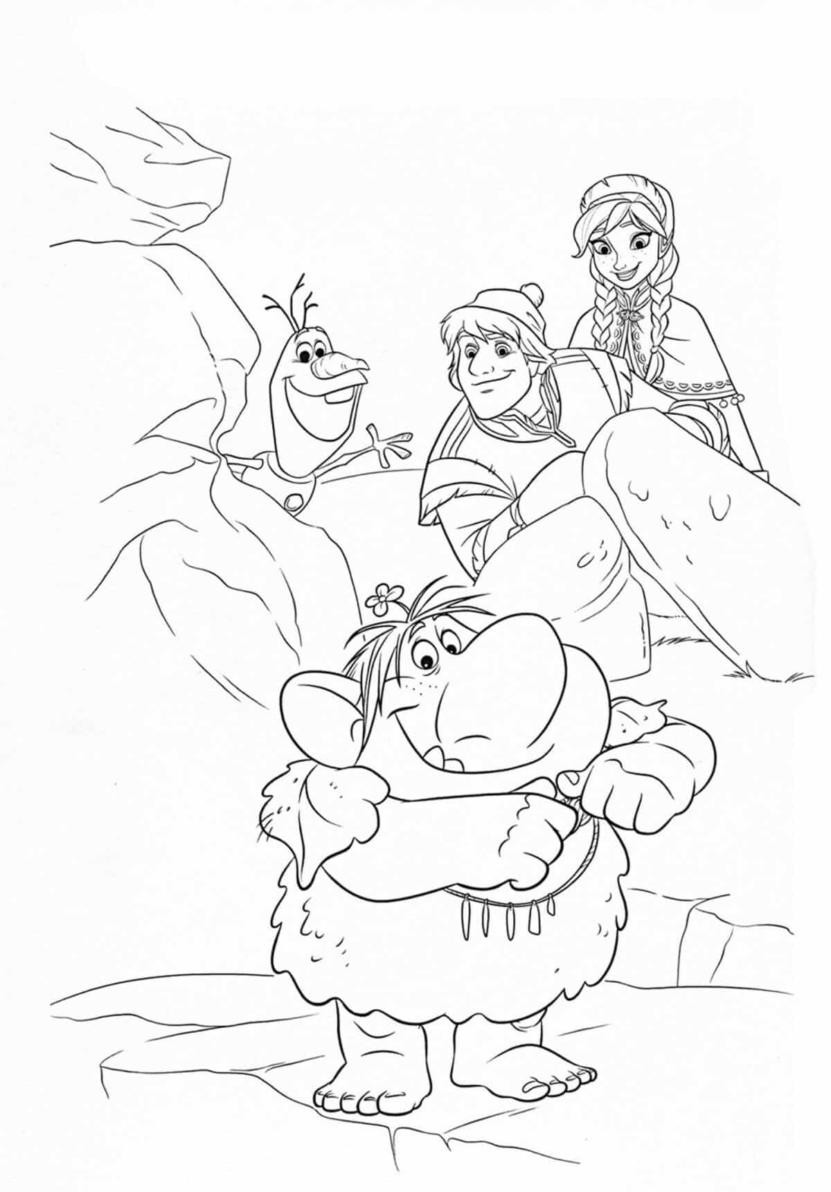 Elsa Anna Kristoff And Olaf Coloring Page Template