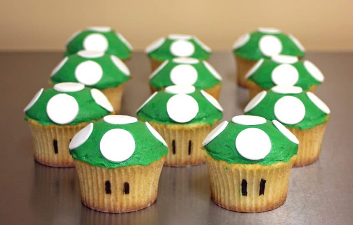 Power Up Toad Mushroom Cupcakes