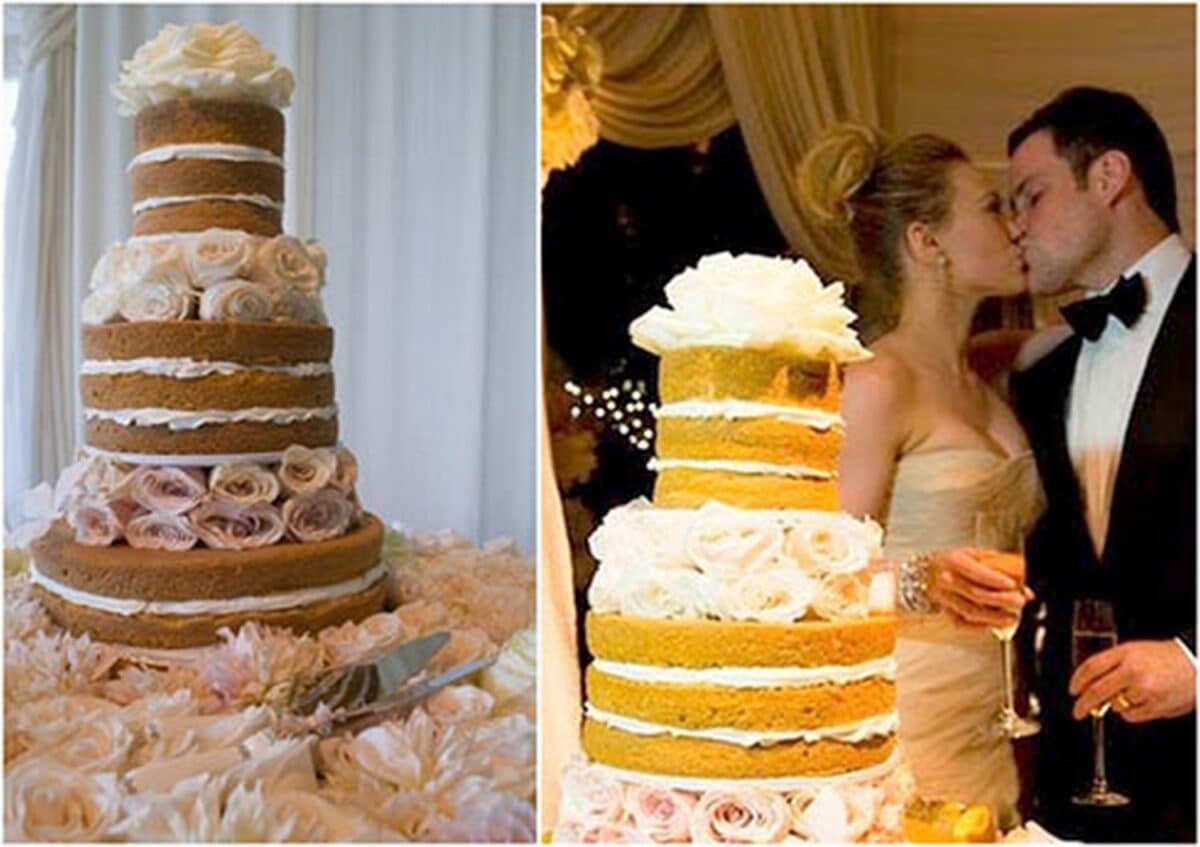 Hilary Duff 3-Tiered Floral Wedding Cake