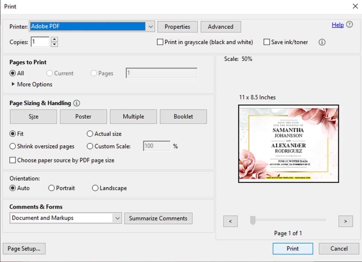 Preview of Printing Setting