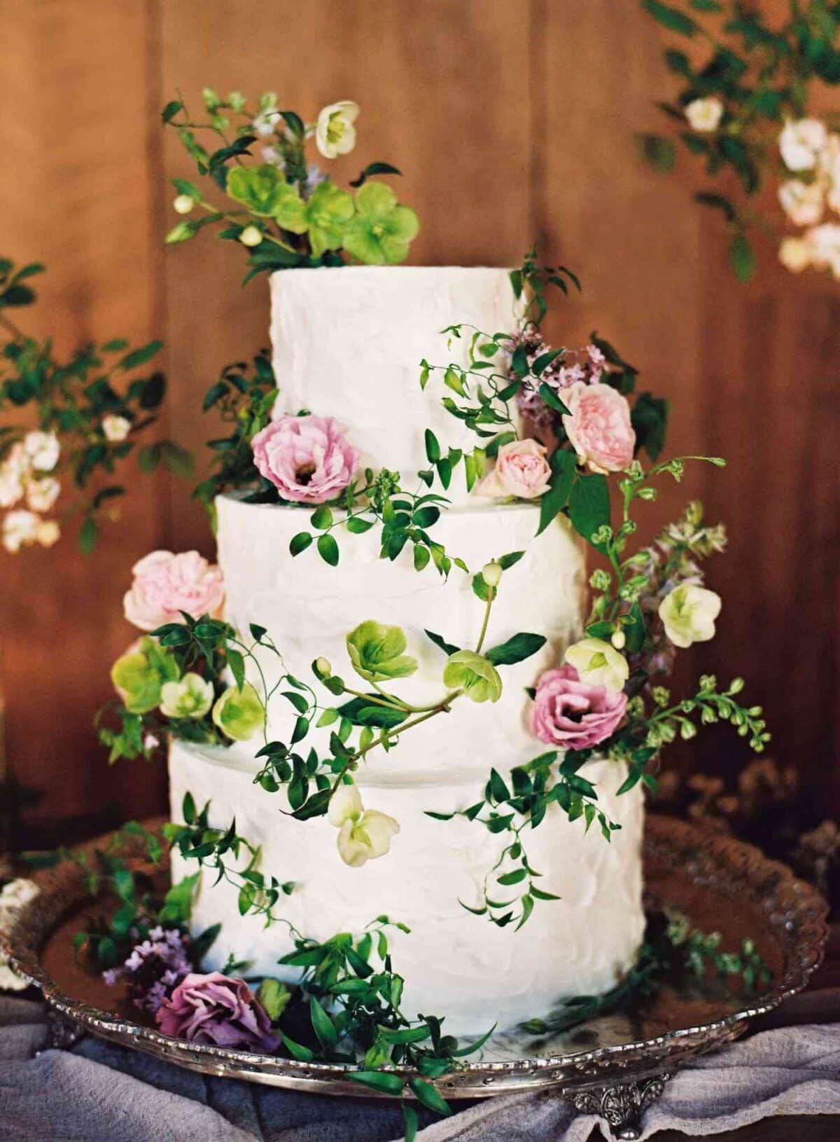 3-Tiered Floral Wedding Cake