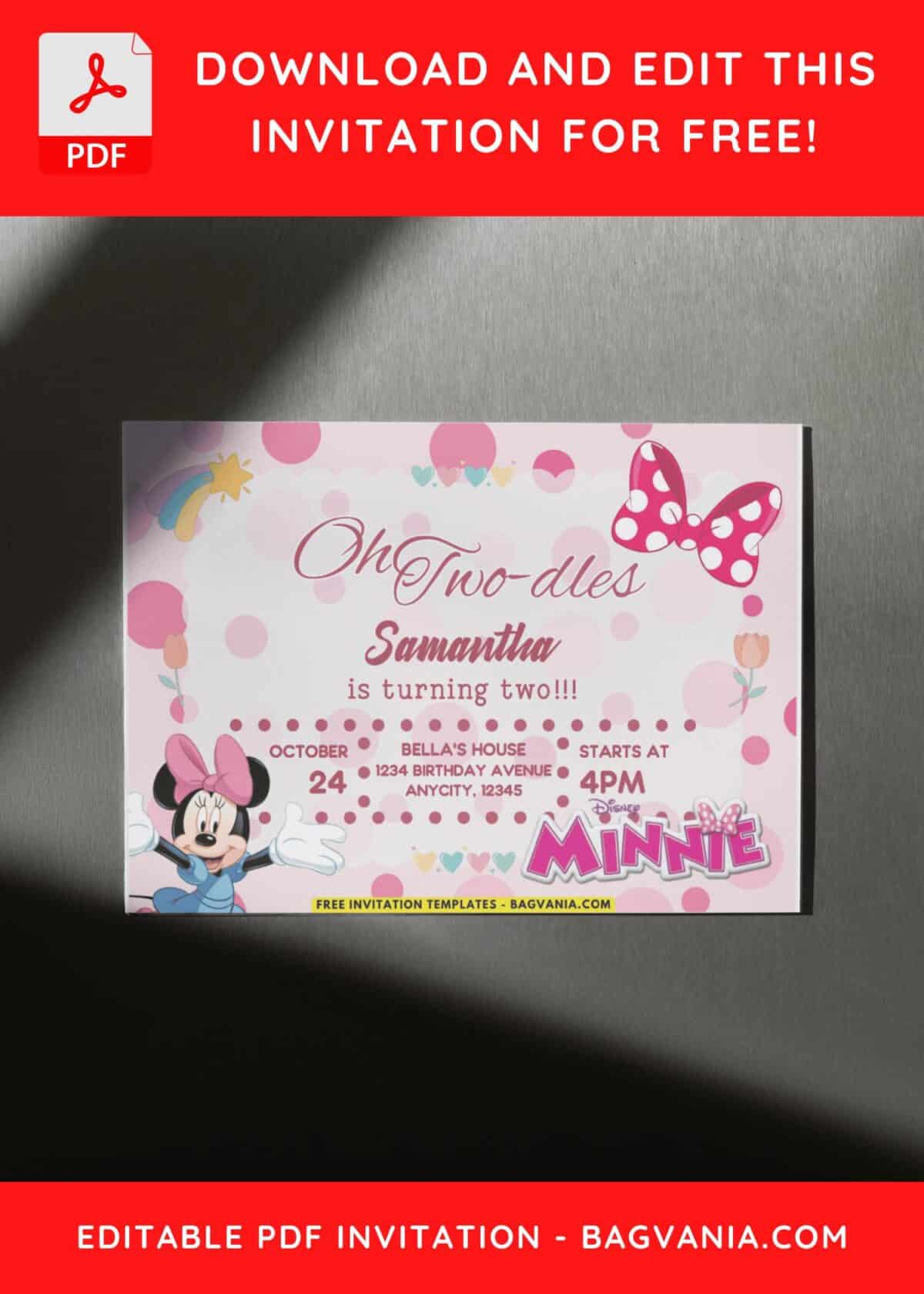 Oh Two-dles Minnie Mouse 2nd Birthday Invitation