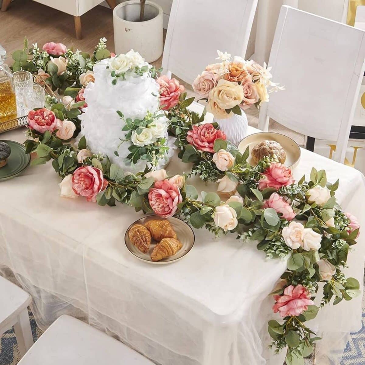 Gorgeous Tablescape with Rose and peony centerpiece