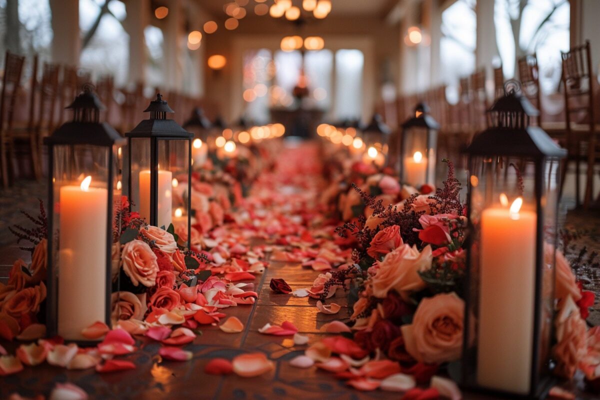 Floral Aisle Runner with Aesthetic Candles