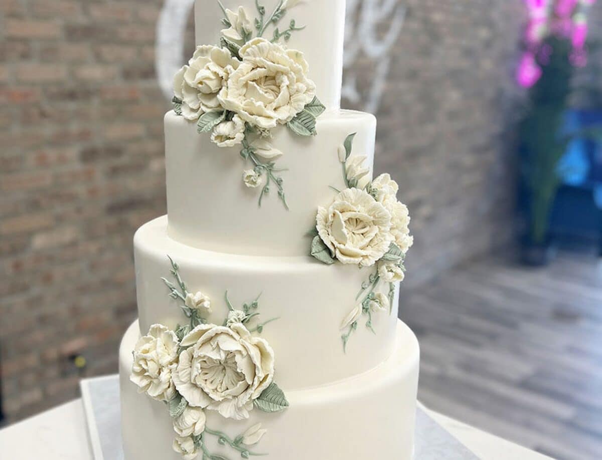 4-Tiered Floral Wedding Cake