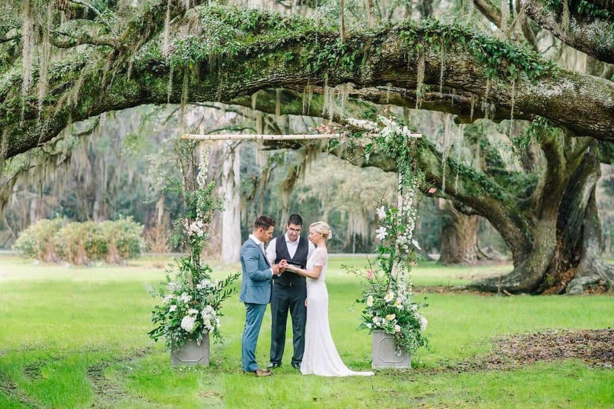 Magnolia Floral Arch in garden scenery