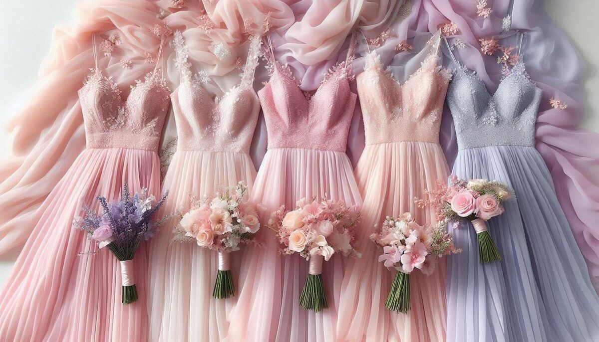 Pastel Toned Bridesmaids Attire