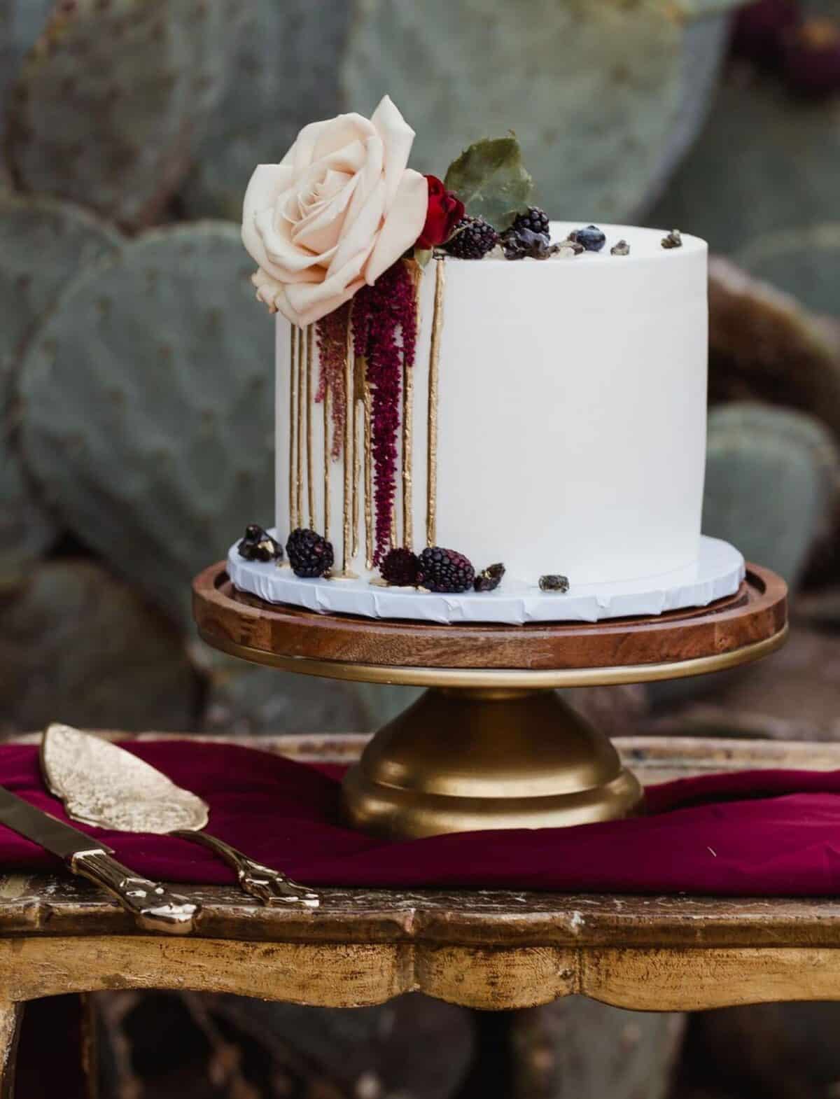 Simple Wedding Cake With White Frosting