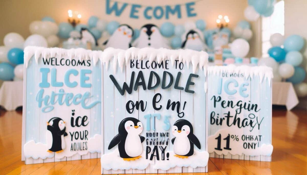 Adorable Welcome Sign for Penguin Themed Birthday Party