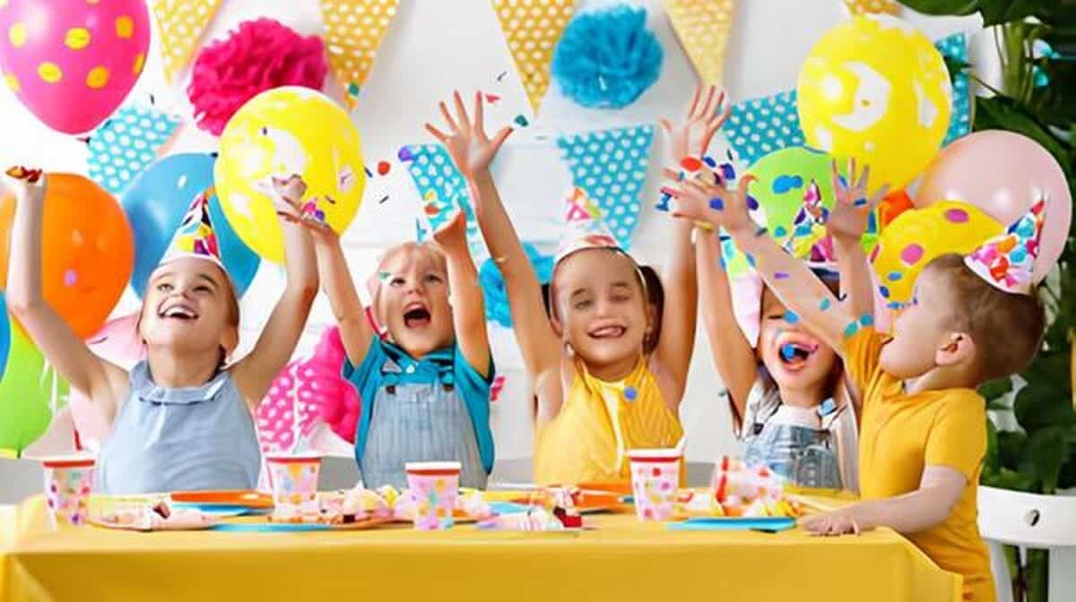 Festive Kids Birthday Party With Colorful balloons