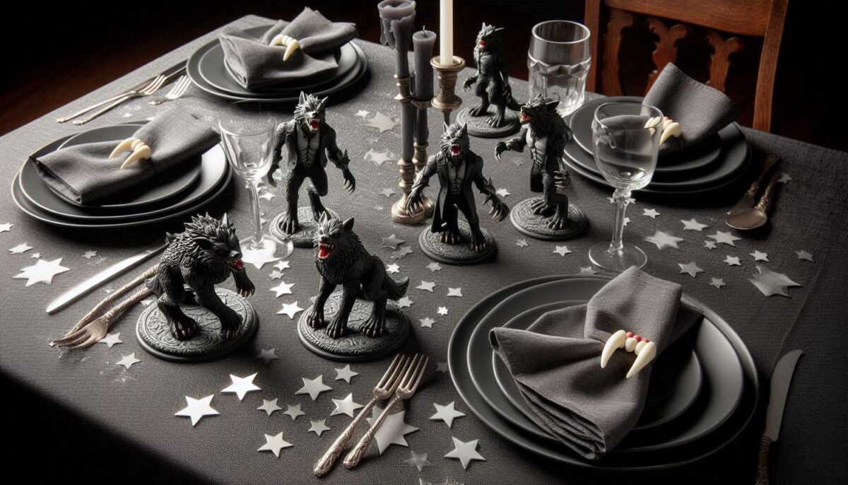 Spooky Table Decor With Werewolf Figurines