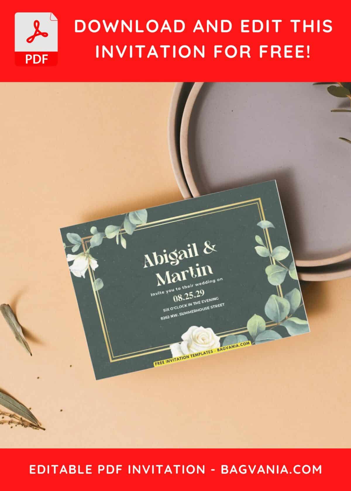 Rustic Rose And Eucalyptus Wedding Invitation 