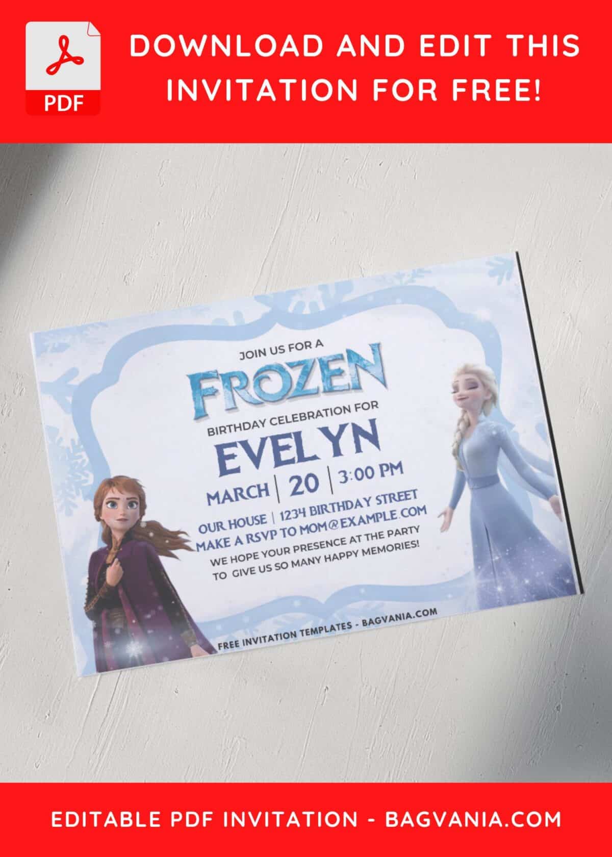 Elsa In Sparkling Dress Birthday Invitation 