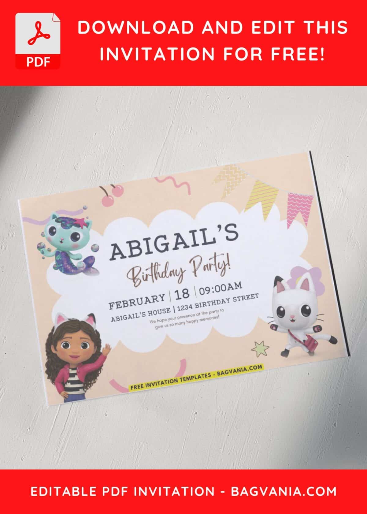 Gabby Dollhouse Birthday Invitation 