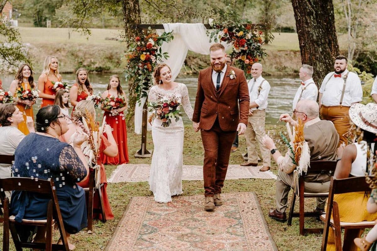 Wedding Couple in Rustic Bohemian Wedding setting