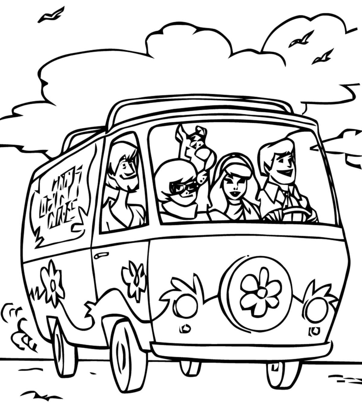 Scooby and friends coloring page template