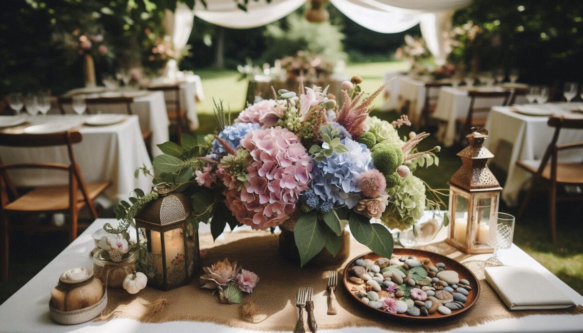 Gorgeous Peony And Hydrangea table centerpiece