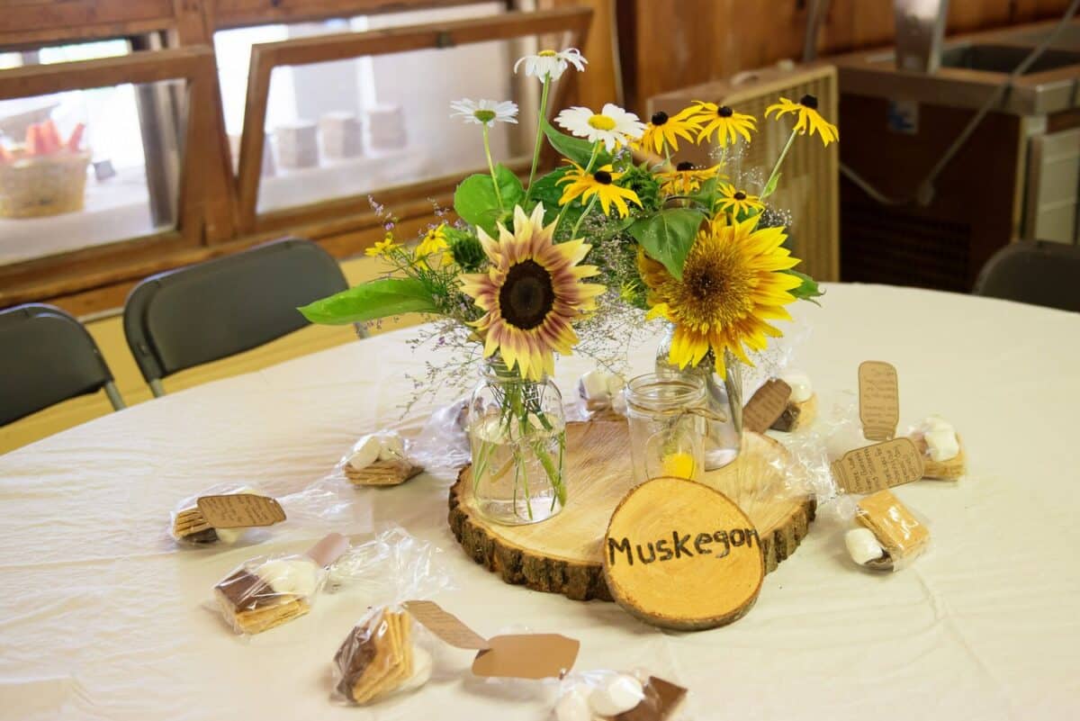 Sunflower Arrangement in clear mason jars