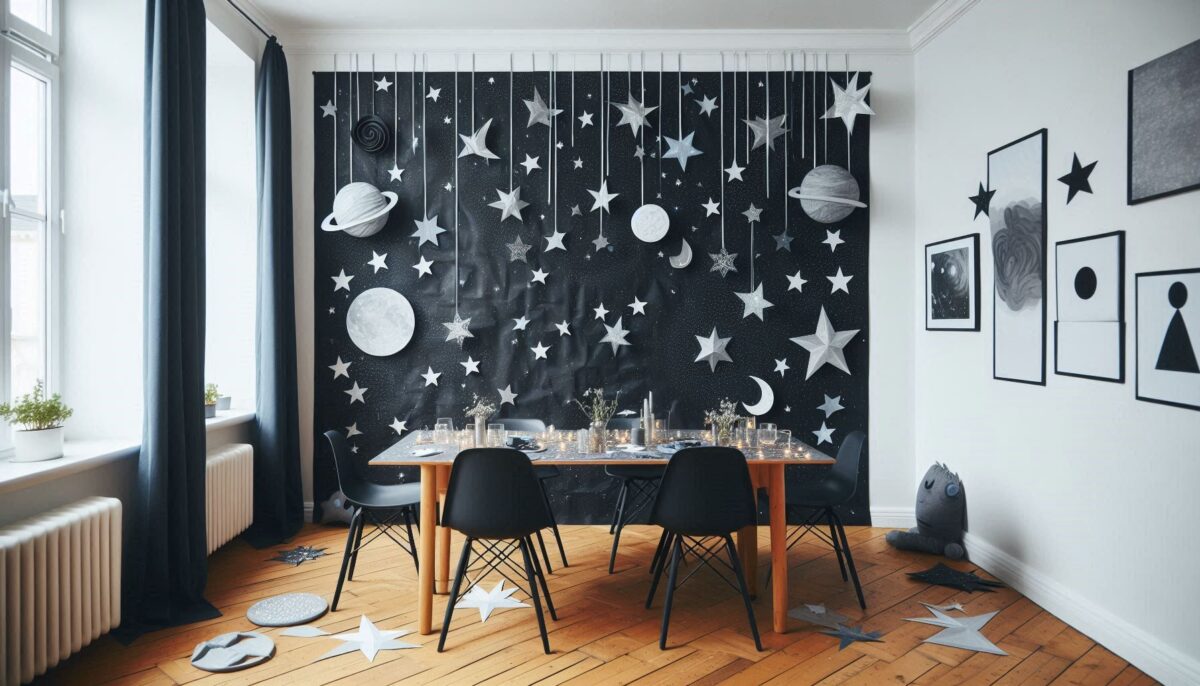 Starry Outer Space Galaxy Backdrop For Space & PAW Patrol themed Birthday Party Decor