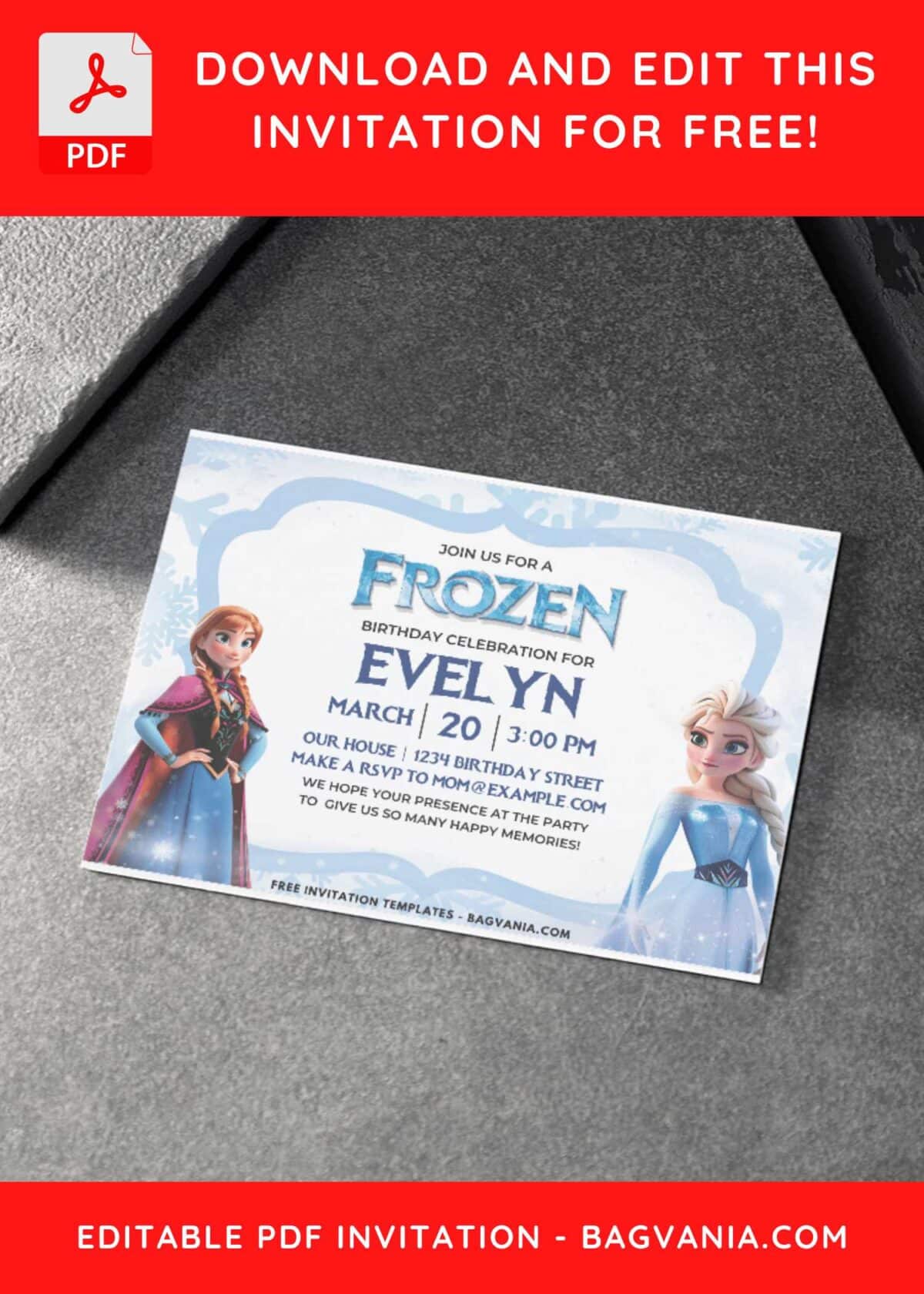 Frozen Anna & Elsa Birthday Invitation 