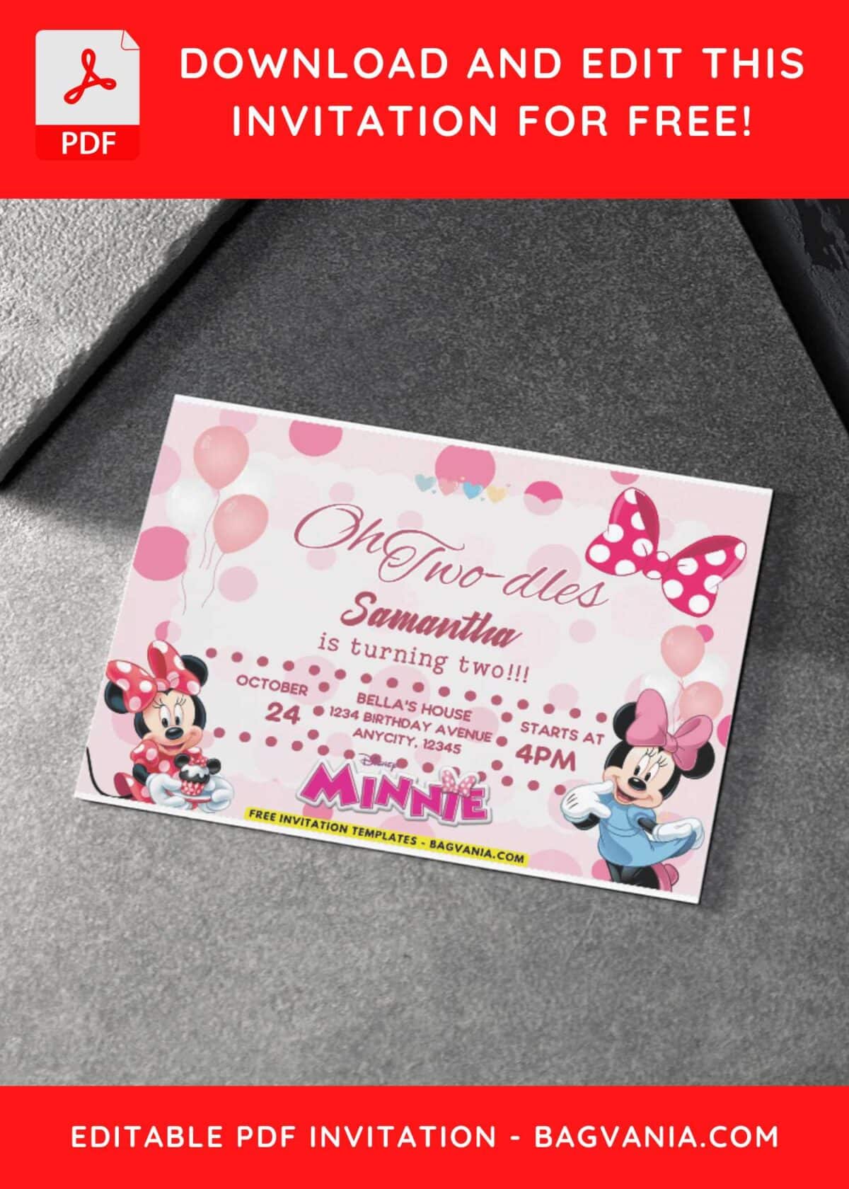 Adorable Minnie Mouse Birthday Invitation