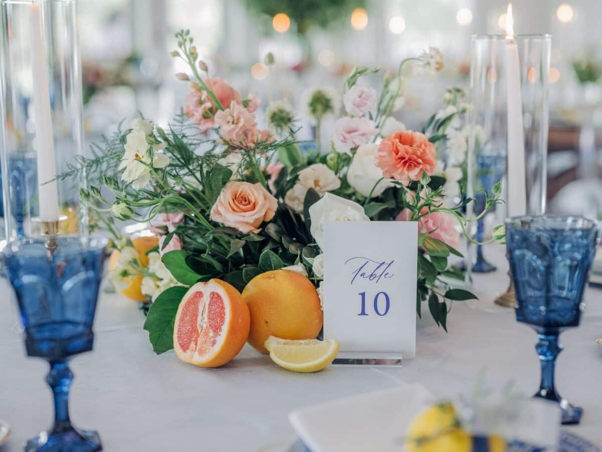 Fresh Orange and Floral table centerpiece