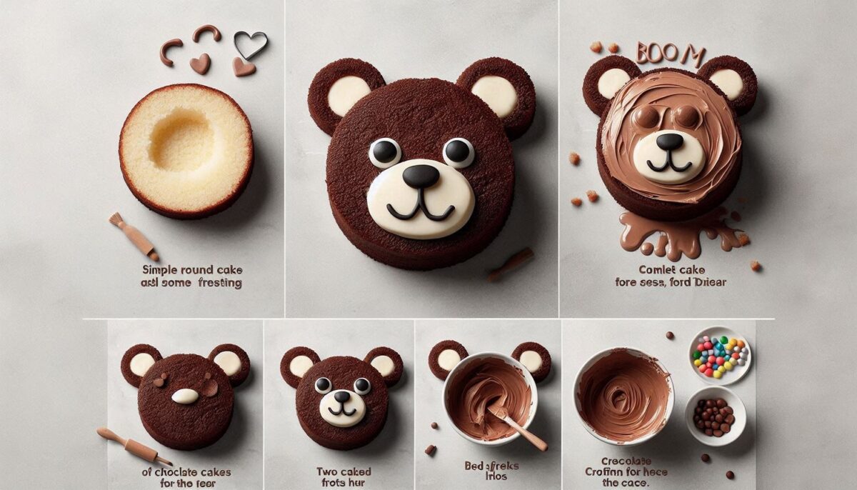 Adorable Teddy Bear Head and ears Birthday Cake