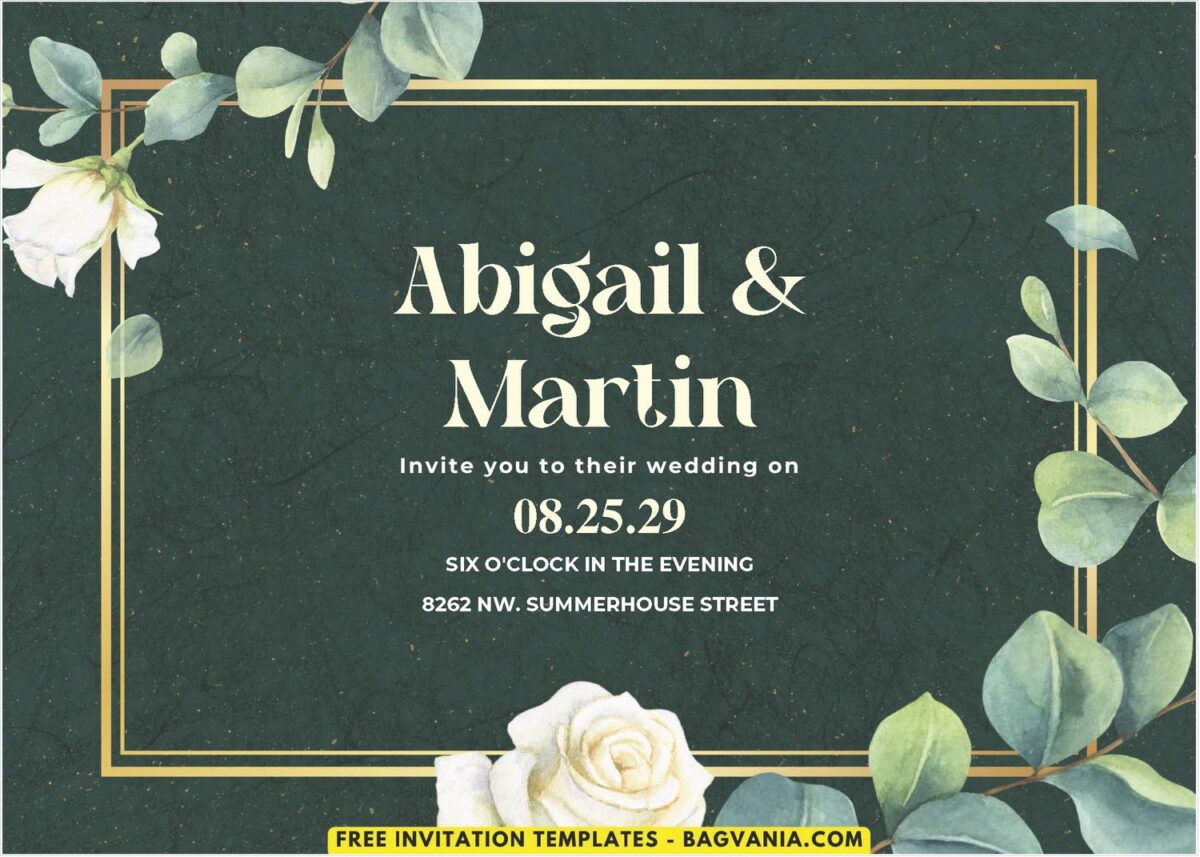 White Rose Eucalyptus Wedding Invitation