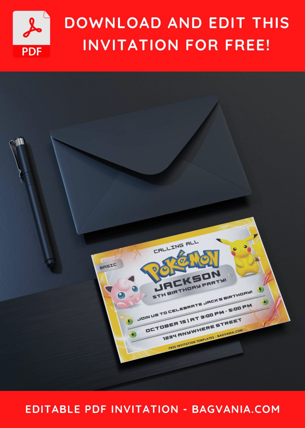 Pokemon First Birthday Invitation 