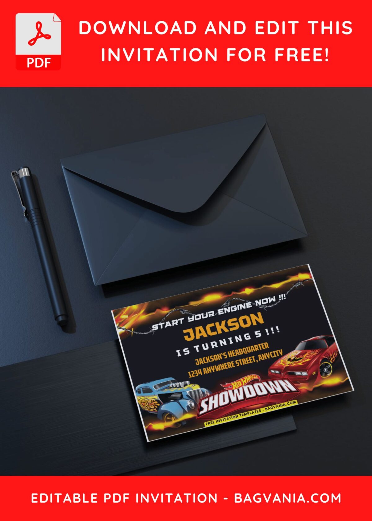 Epic Hot Wheels Birthday Invitation 