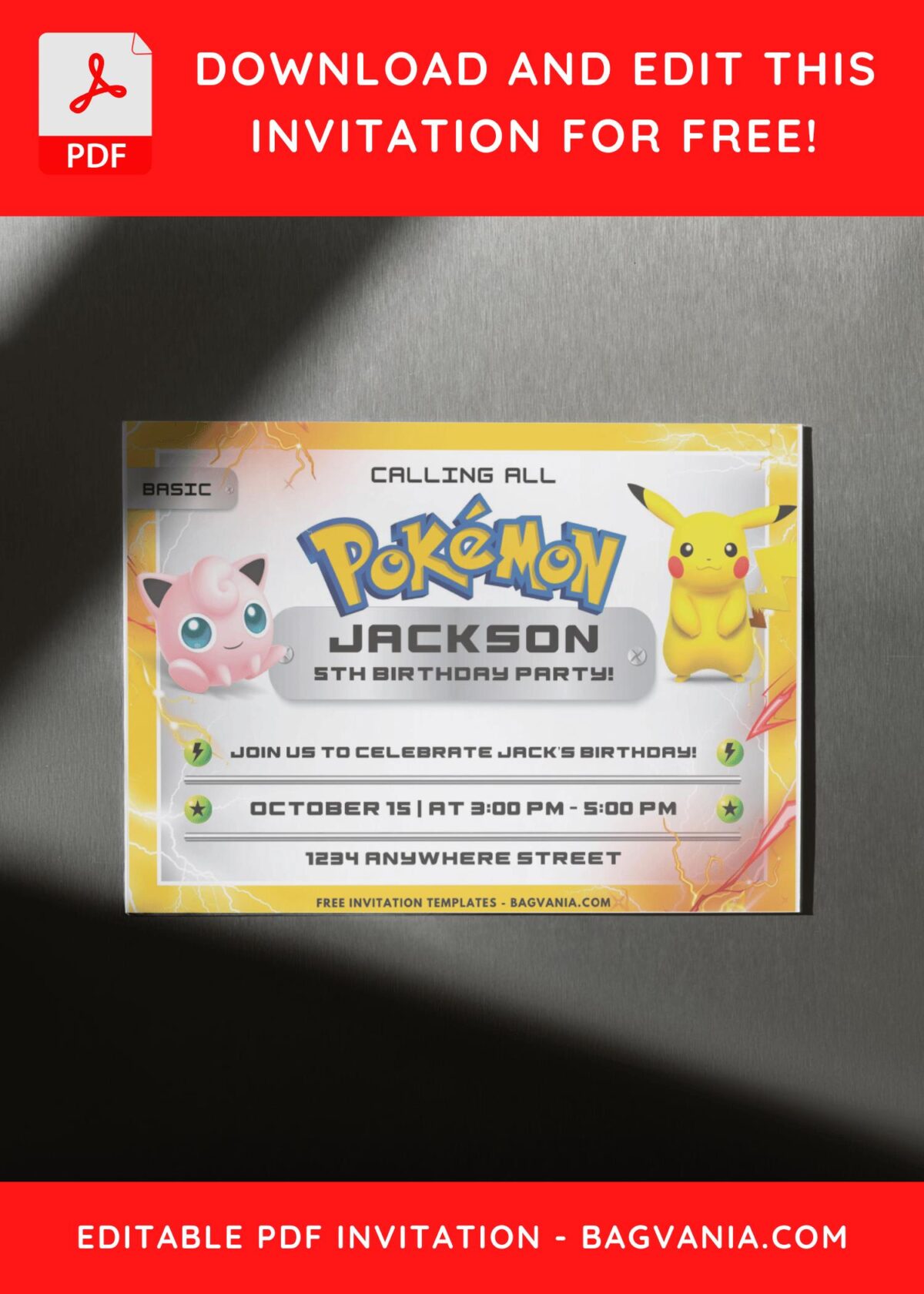 Pokemon Kids Birthday Invitation 