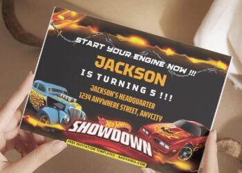 Vintage Hot Rod Hot Wheels Birthday Invitation